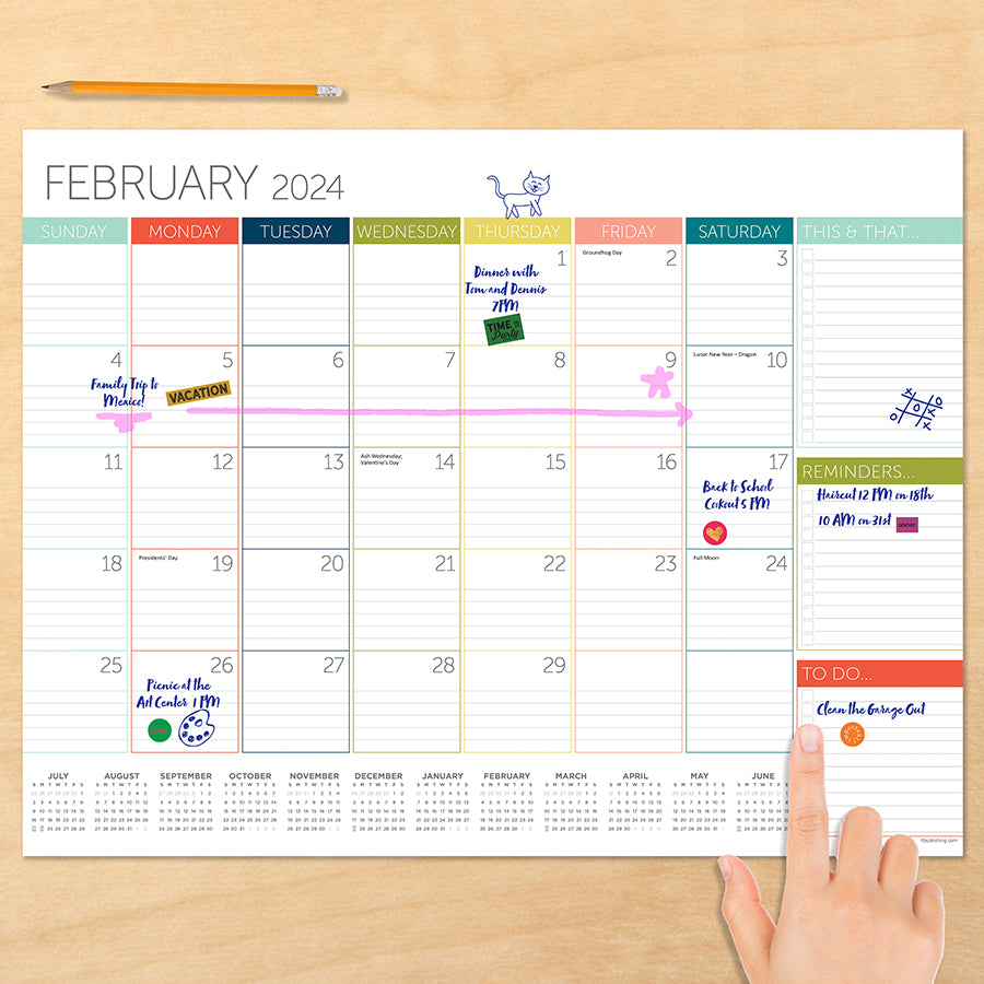 2024 Rainbow Blocks Medium Desk Pad Monthly Blotter Calendar, TF  Publishing