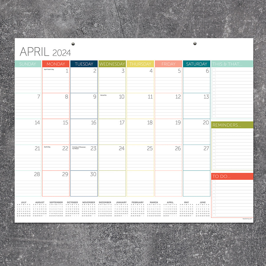 2024 Rainbow Blocks Medium Desk Pad Monthly Blotter Calendar, TF  Publishing