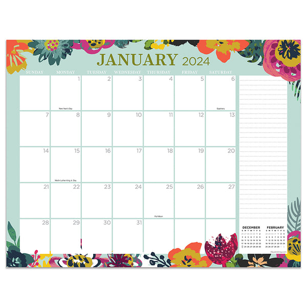 2024 Floral Medium Desk Pad Monthly Blotter Calendar TF Publishing