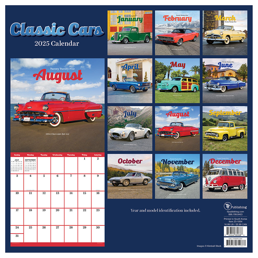 **FINAL SALE** 2025 Classic Cars Wall Calendar