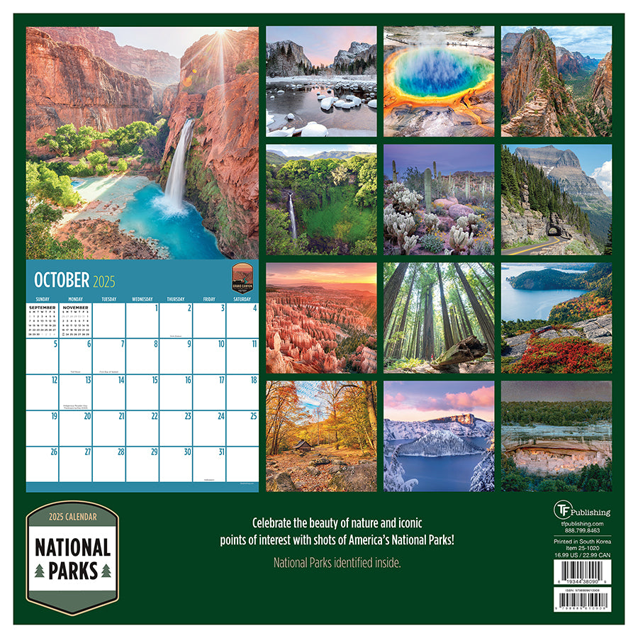 2025 National Parks Wall Calendar