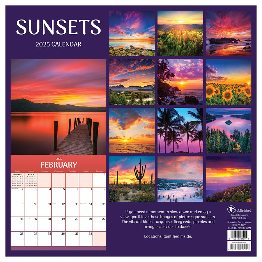 **FINAL SALE** 2025 Sunsets Wall Calendar