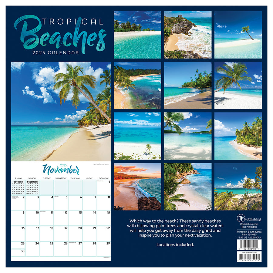 2025 Tropical Beaches Wall Calendar TF Publishing Calendars