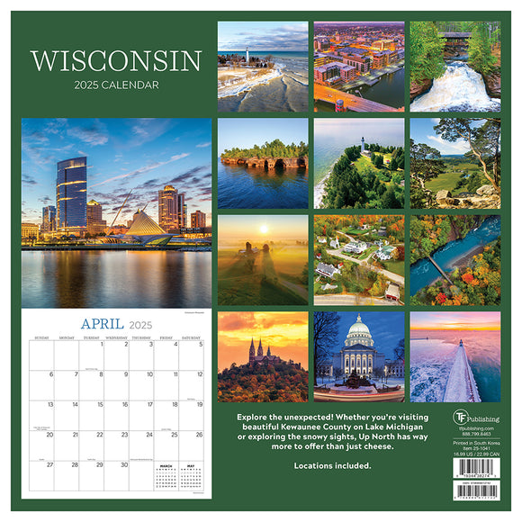 2025 Wisconsin Wall Calendar TF Publishing Calendars + Planners