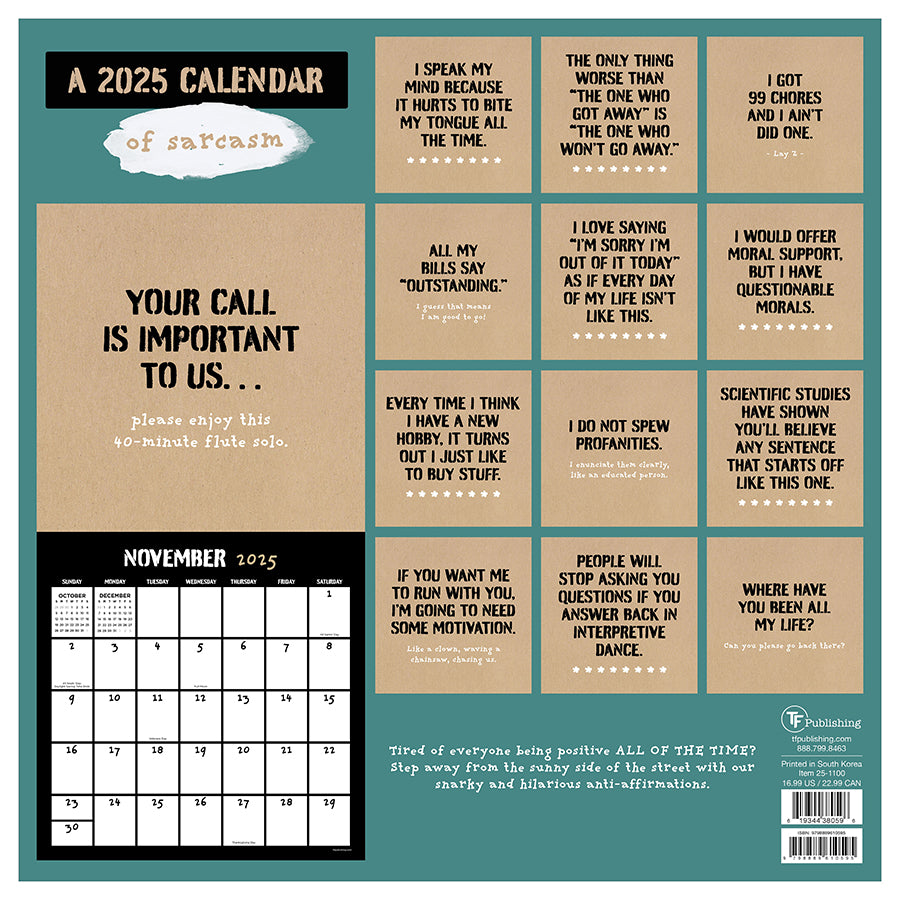 2025 Anti-Affirmations Wall Calendar