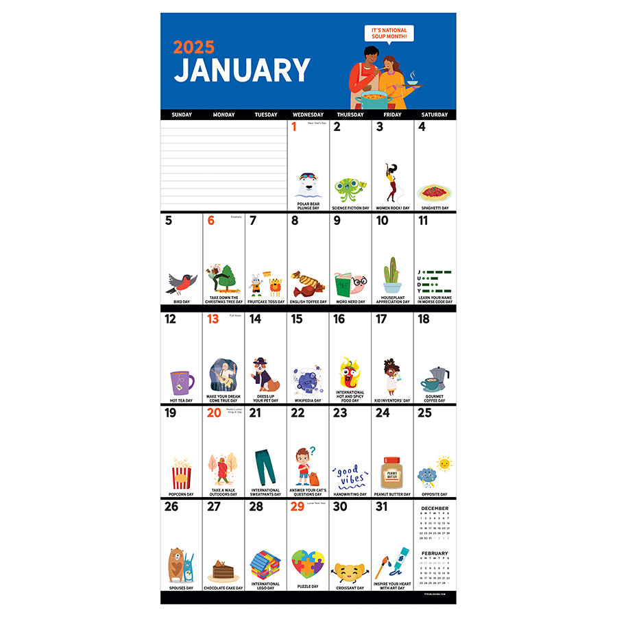 2025 Every Day's A Holiday Wall Calendar - 0