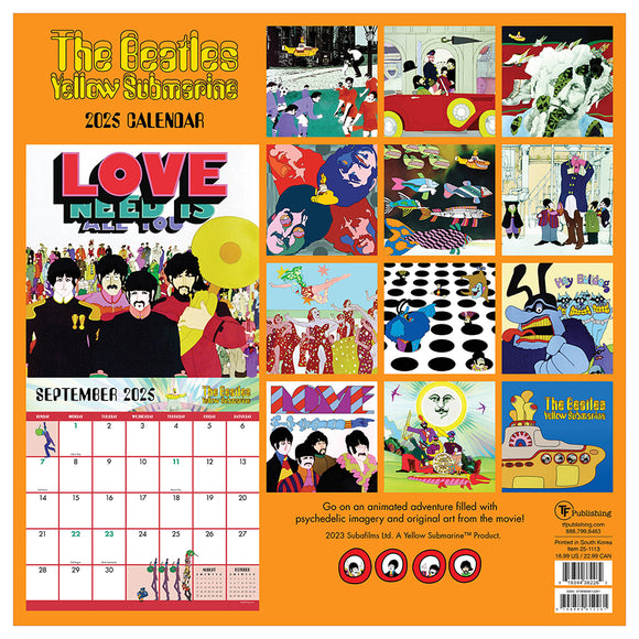 2025 The Beatles Yellow Submarine Wall Calendar TF Publishing