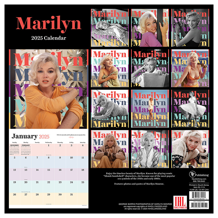 **FINAL SALE** 2025 Marilyn Monroe Wall Calendar