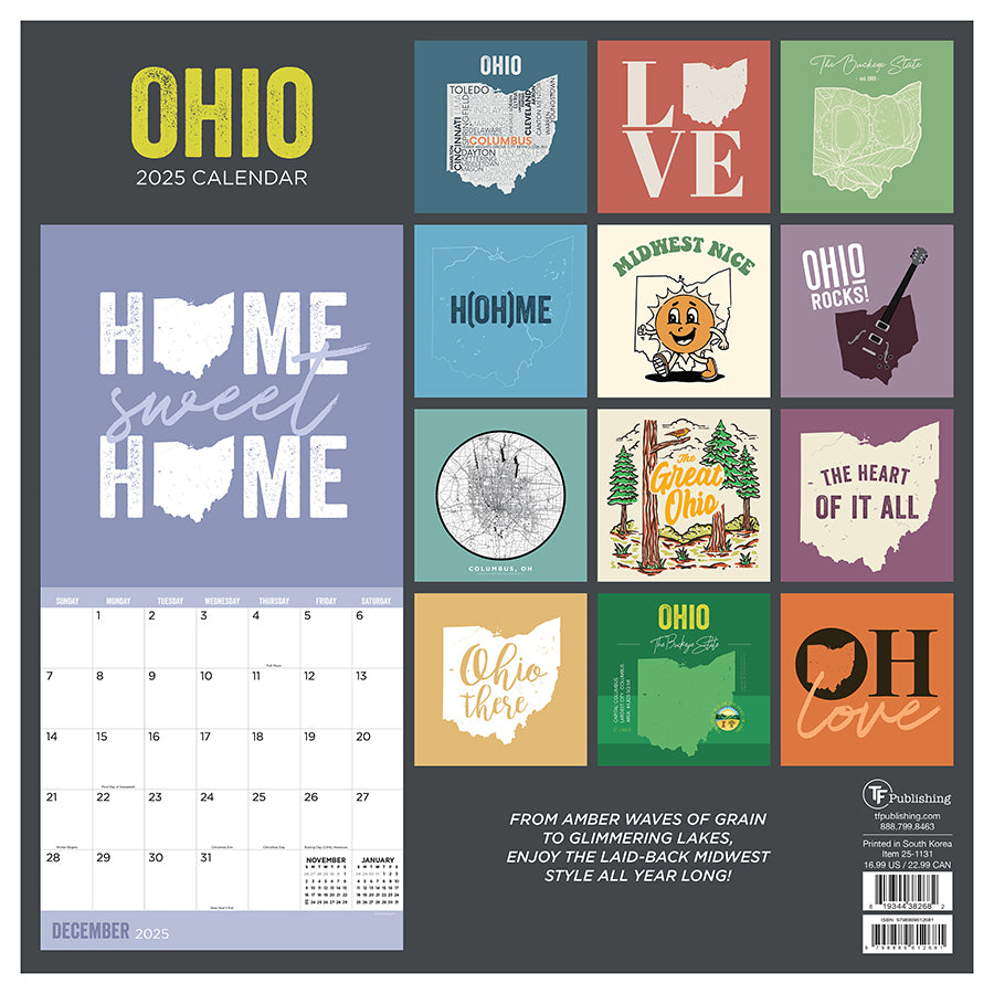 2025 Home: Ohio Wall Calendar