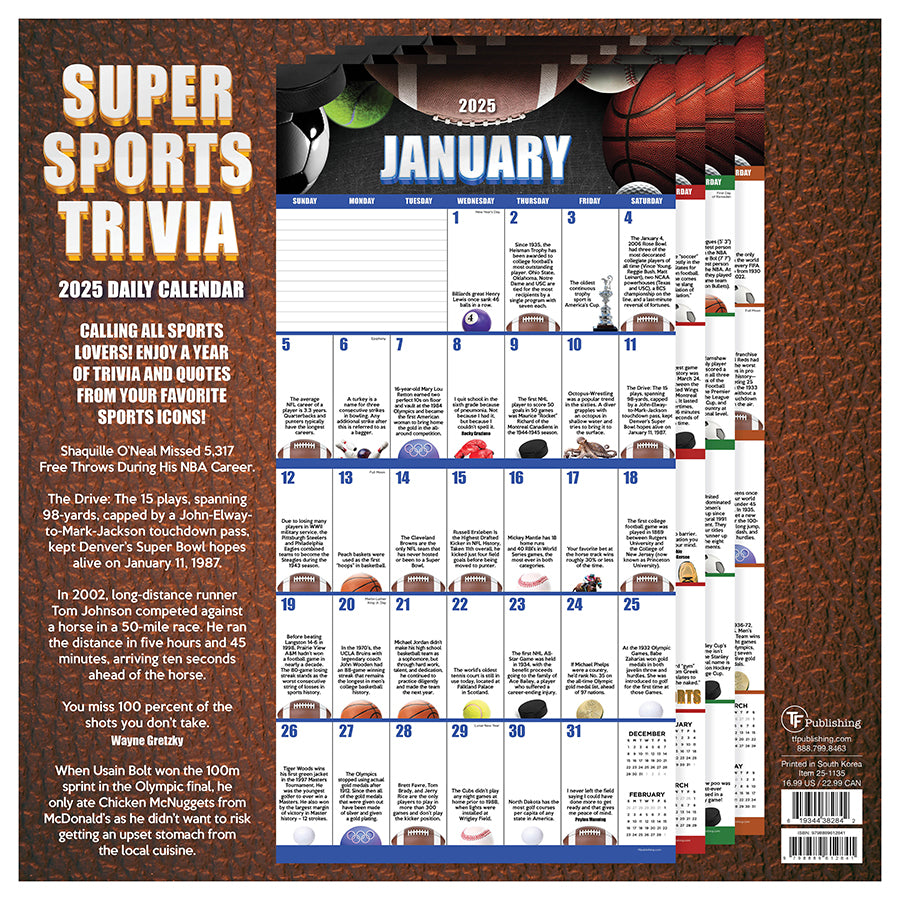 2025 Sports Facts & Trivia Wall Calendar TF Publishing Calendars