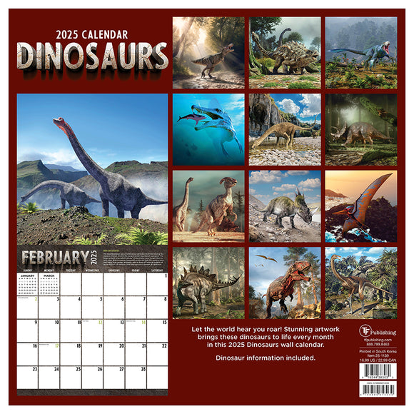 2025 Dinosaurs Wall Calendar TF Publishing Calendars + Planners