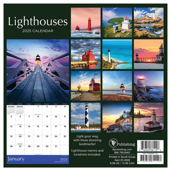 2025 Lighthouses Mini Calendar TF Publishing Calendars + Planners