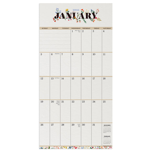 2025 Big GridFloral Mini Calendar TF Publishing Calendars