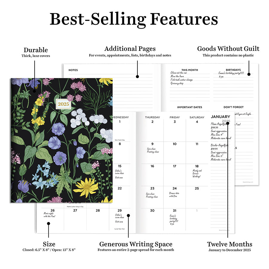 2025 Garden Blooms Medium Monthly Planner - 0