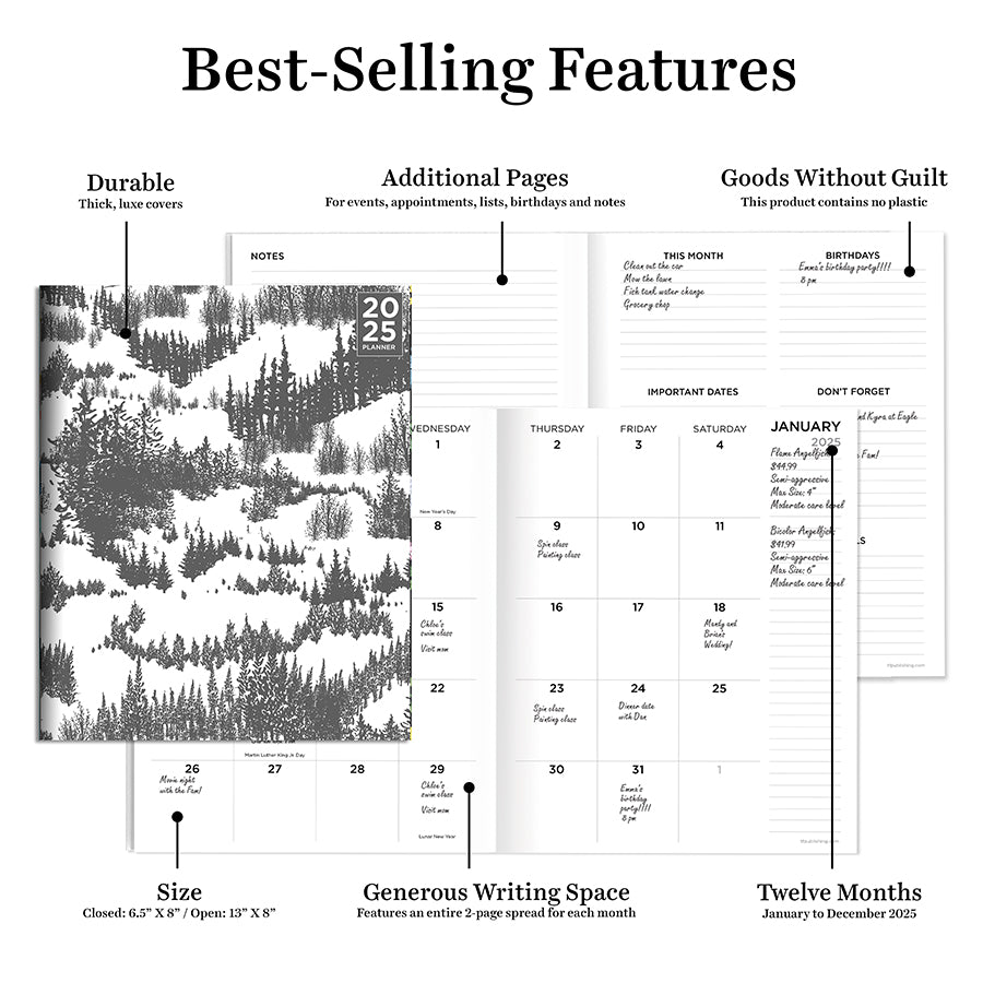 2025 Grey Forest Medium Monthly Planner