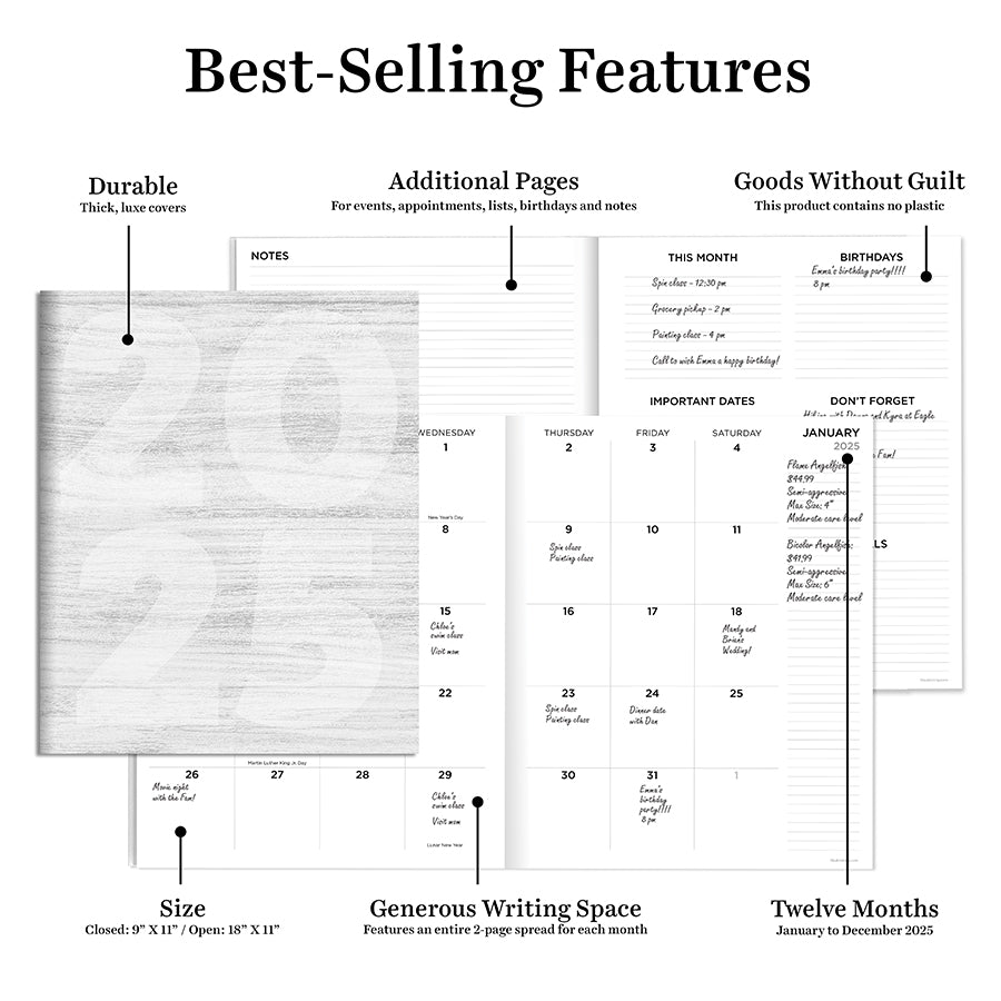 2025 Driftwood Large Monthly Planner