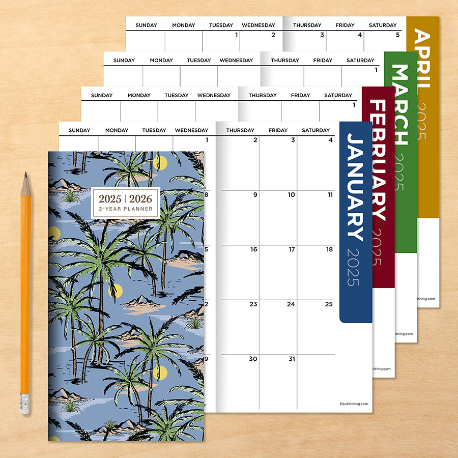 2025-2026 Aloha Palms Small Monthly Pocket Planner - 0