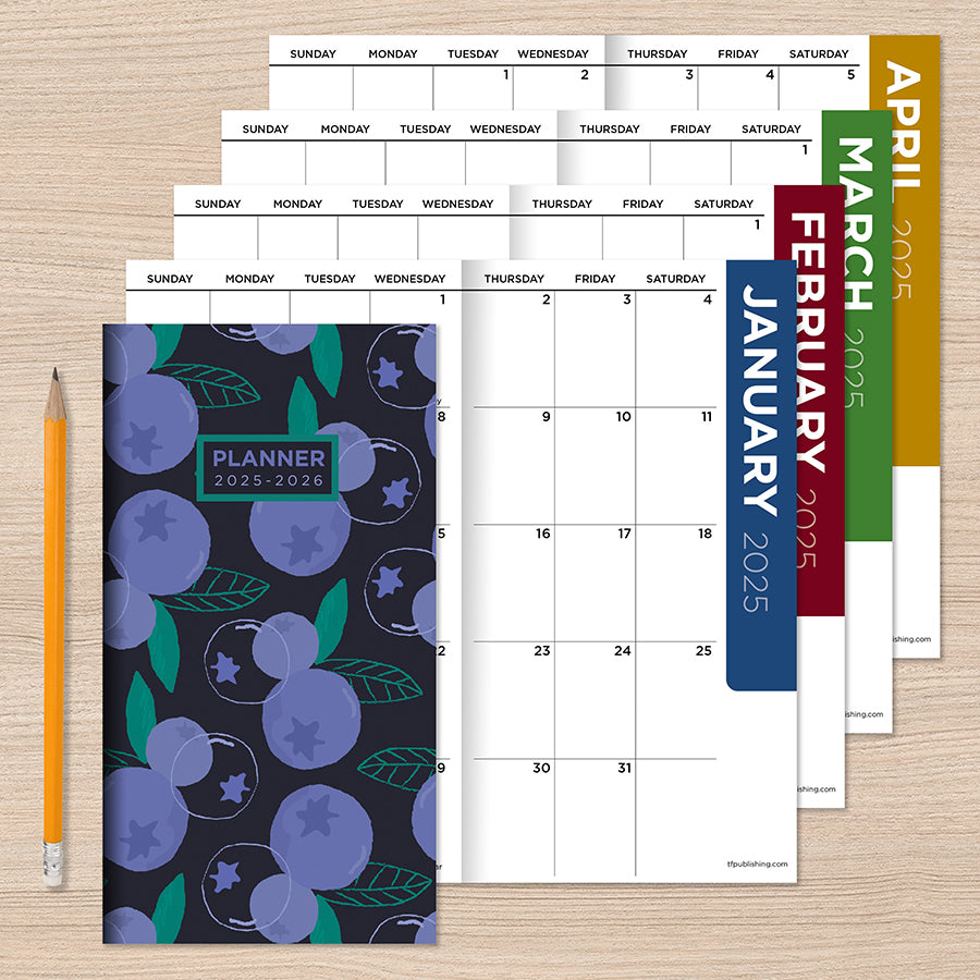 2025-2026 Blueberry Small Monthly Pocket Planner - 0