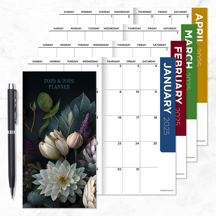 2025-2026 Dutch Flora Small Monthly Pocket Planner - 0