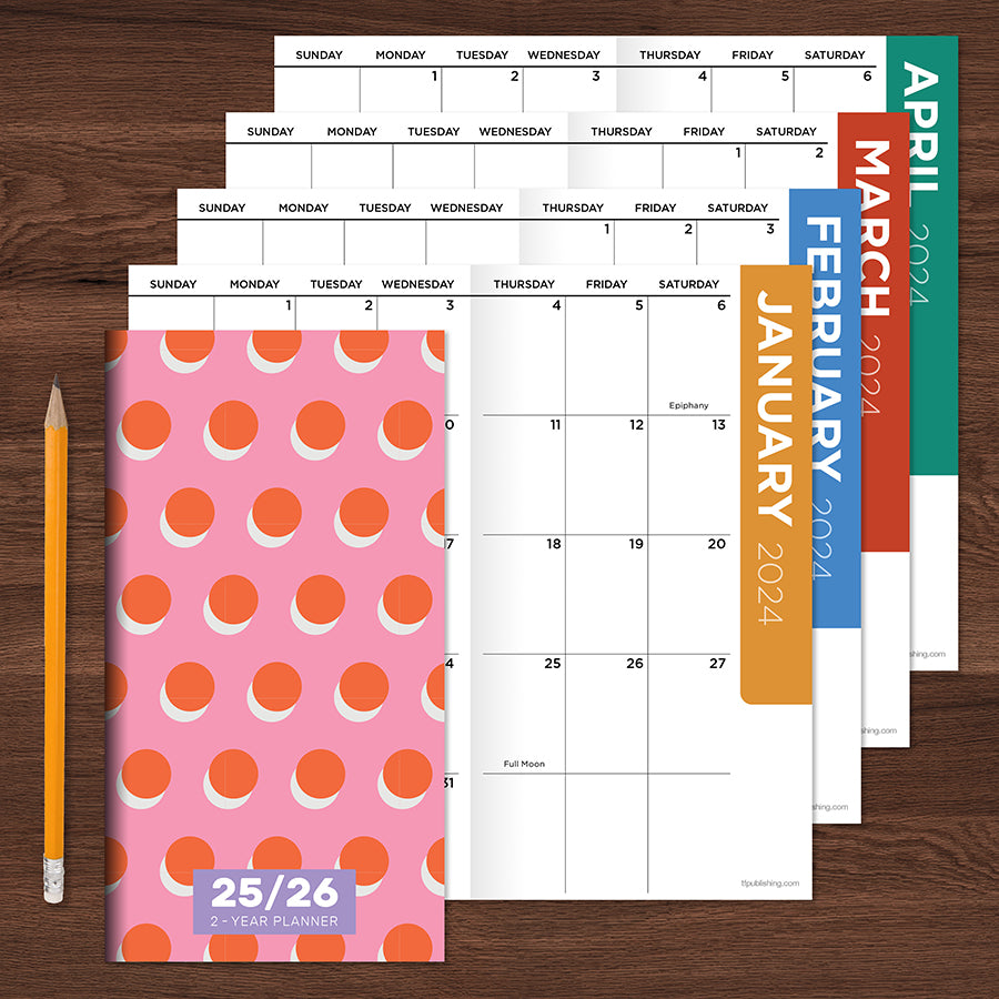 2025-2026 Pink Orange Crush Small Monthly Pocket Planner - 0