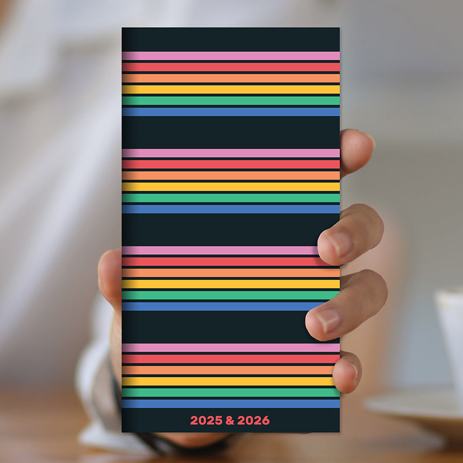 **FINAL SALE** 2025-2026 Retro Stripe Small Monthly Pocket Planner