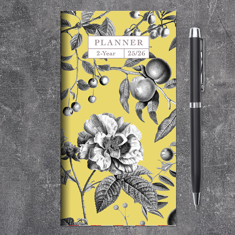 2025-2026 Yellow Botanical Small Monthly Pocket Planner