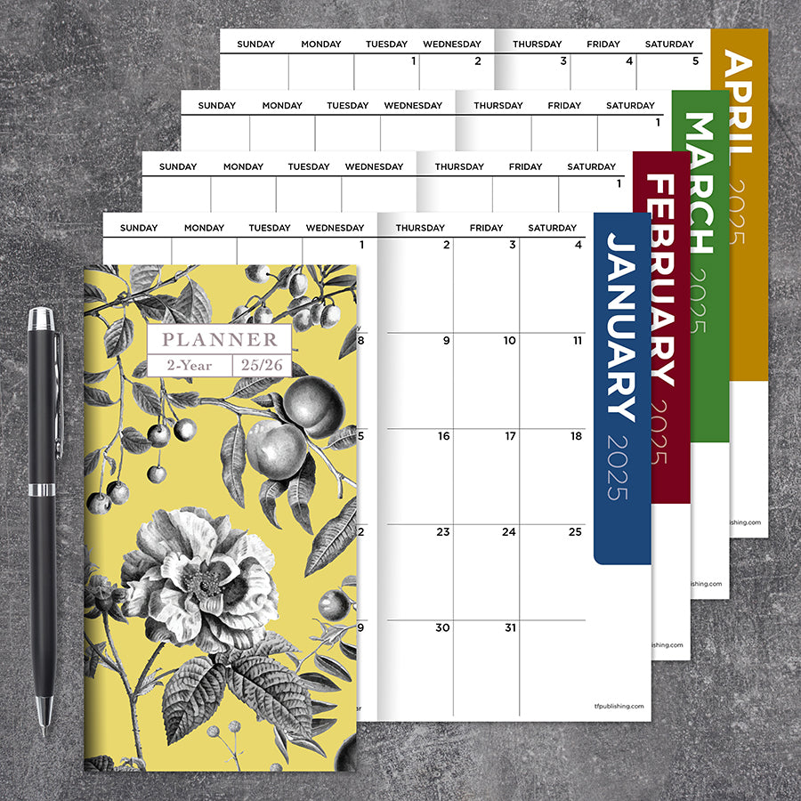 2025-2026 Yellow Botanical Small Monthly Pocket Planner - 0