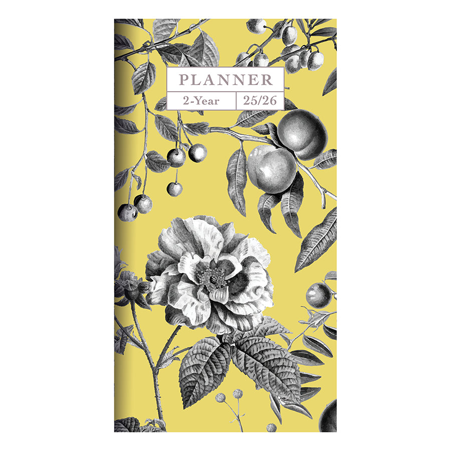 2025-2026 Yellow Botanical Small Monthly Pocket Planner