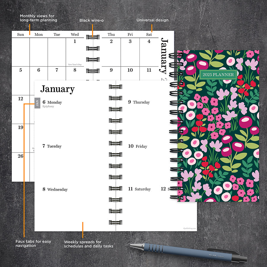 **FINAL SALE**  Floral Burst Small Weekly Monthly Planner - 0