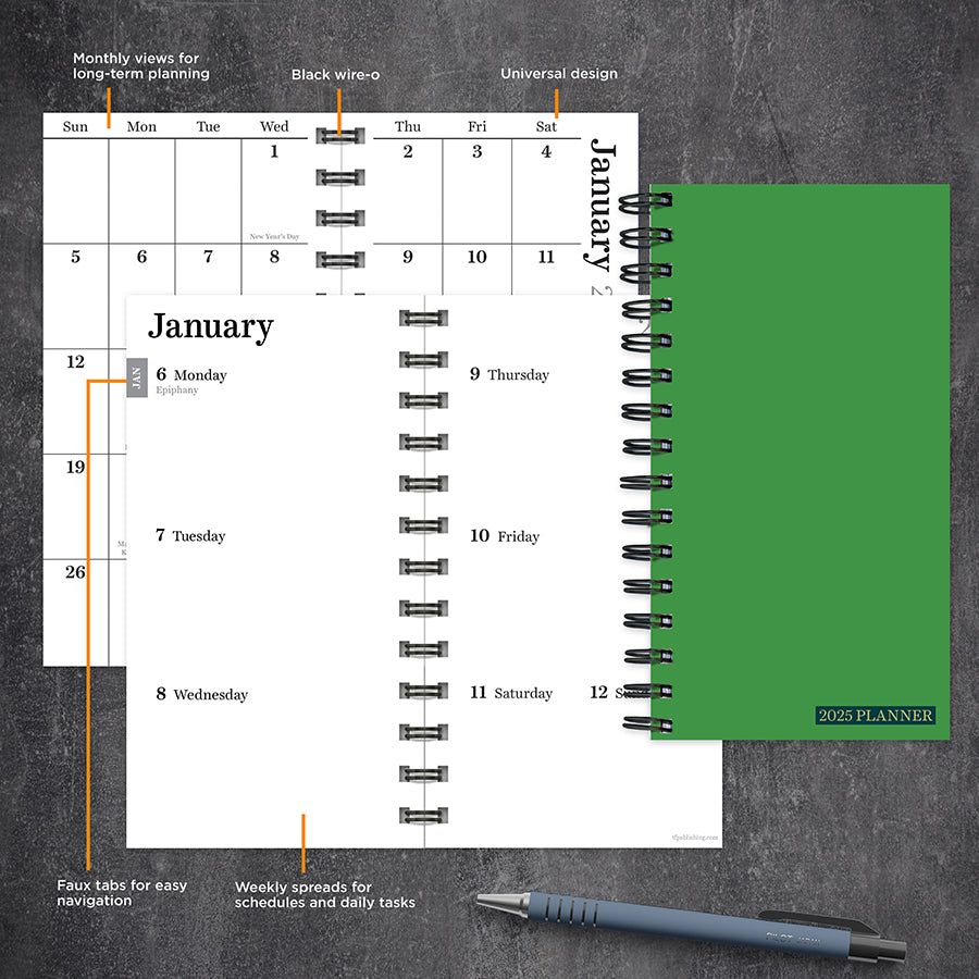 **FINAL SALE**  Green Grass Small Weekly Monthly Planner - 0