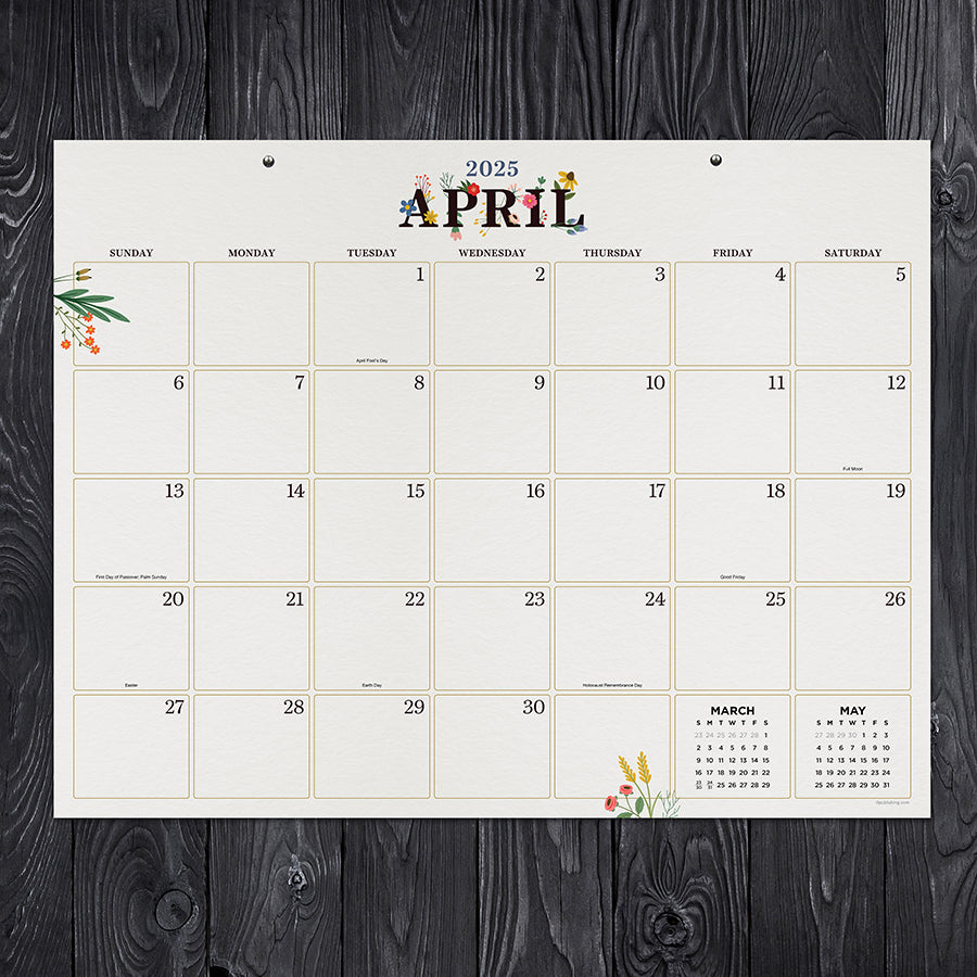 2025 Floral Large Desk Pad Monthly Blotter Calendar