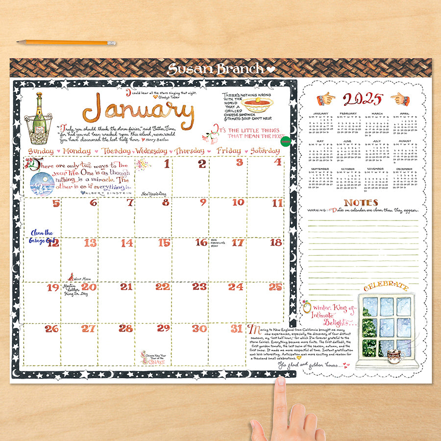 2025 Susan Branch Large Desk Pad Monthly Blotter Calendar  TF 