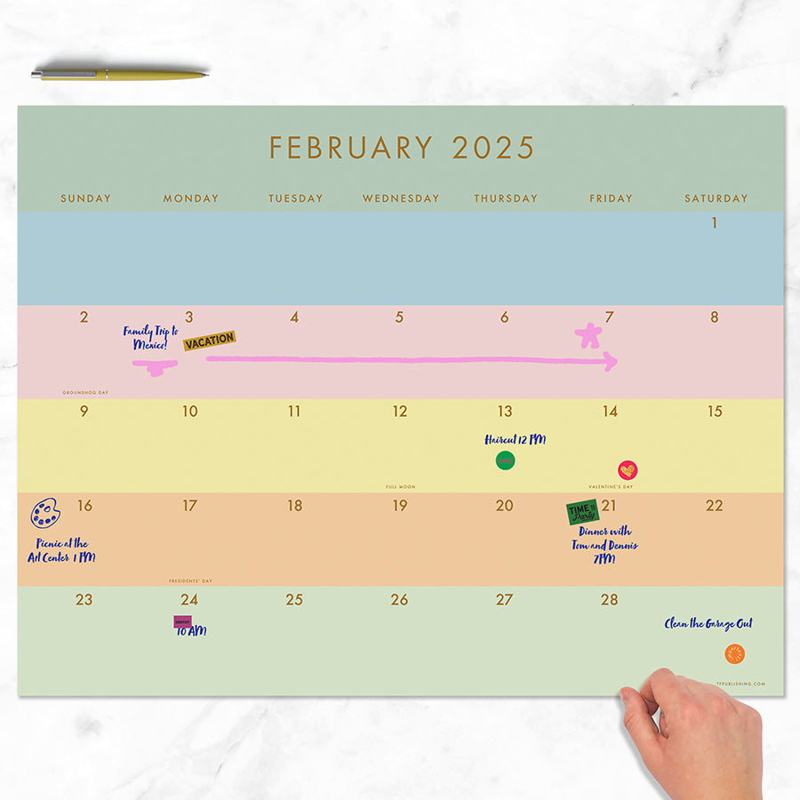 2025 Super Stripe Large Desk Pad Monthly Blotter Calendar - 0