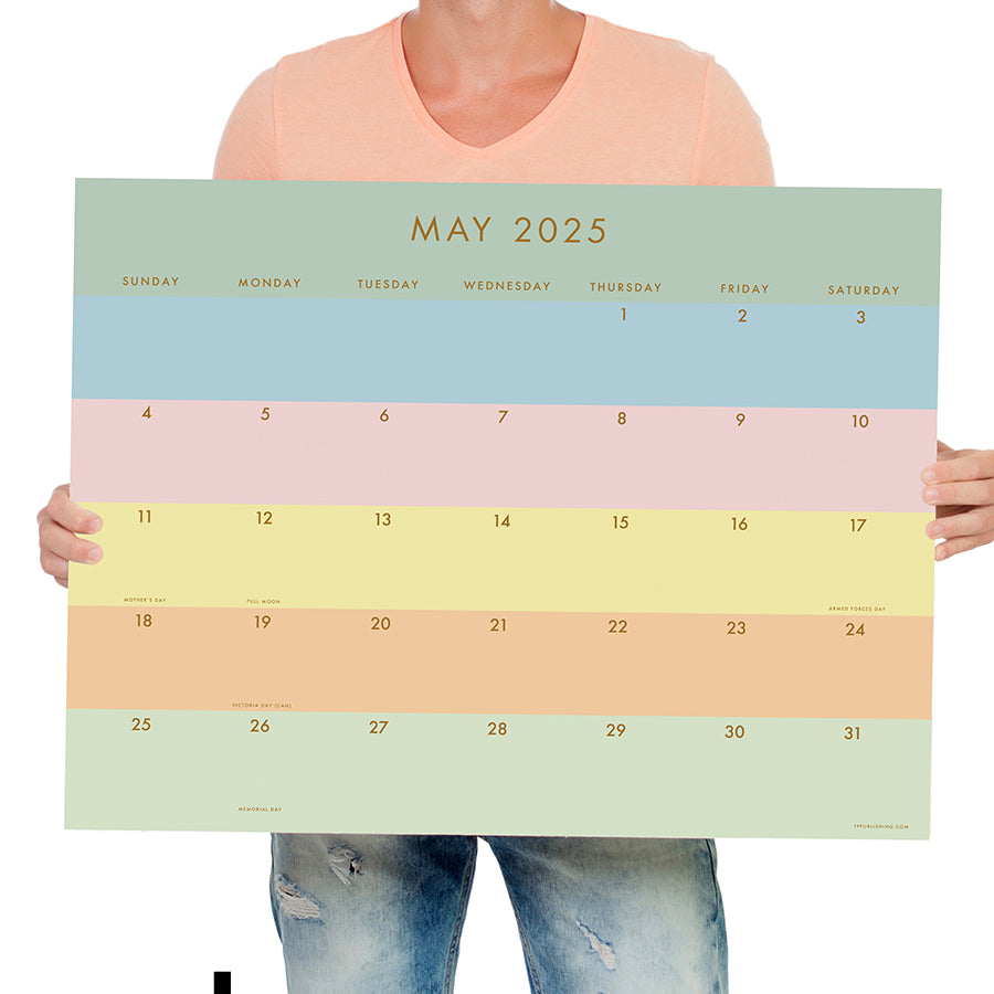 2025 Super Stripe Large Desk Pad Monthly Blotter Calendar