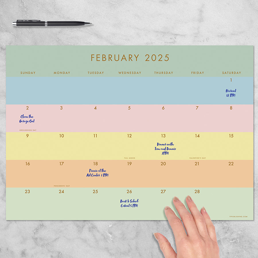 **FINAL SALE** 2025 Super Stripe Medium Desk Pad Monthly Blotter Calendar - 0