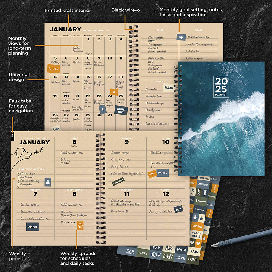 2025 Big Wave Medium Weekly Monthly Planner