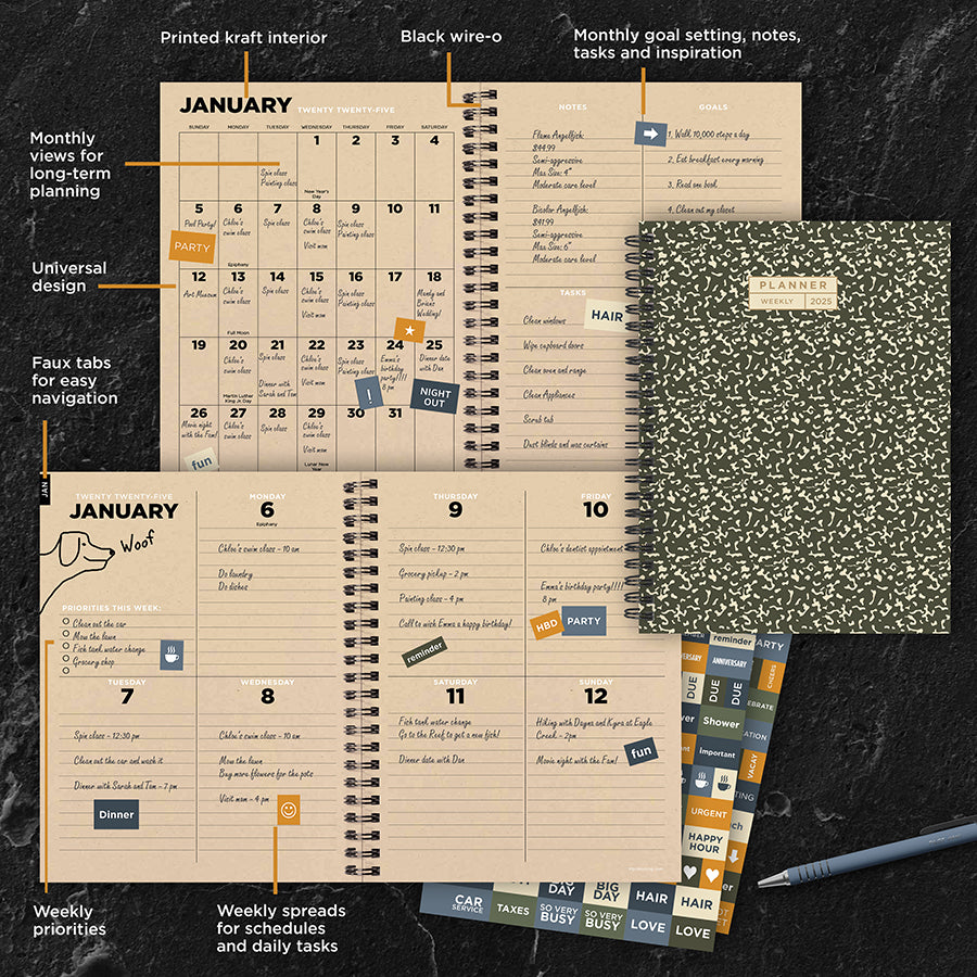 **FINAL SALE**  Classic Composition Medium Weekly Monthly Planner - 0