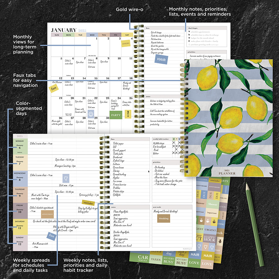 2025 Lemons of Capri Medium Weekly Monthly Planner