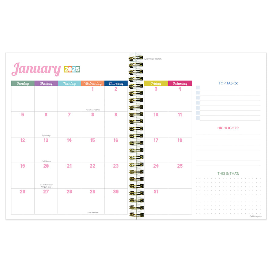 2025 Happy Hibiscus Medium Weekly Monthly Planner