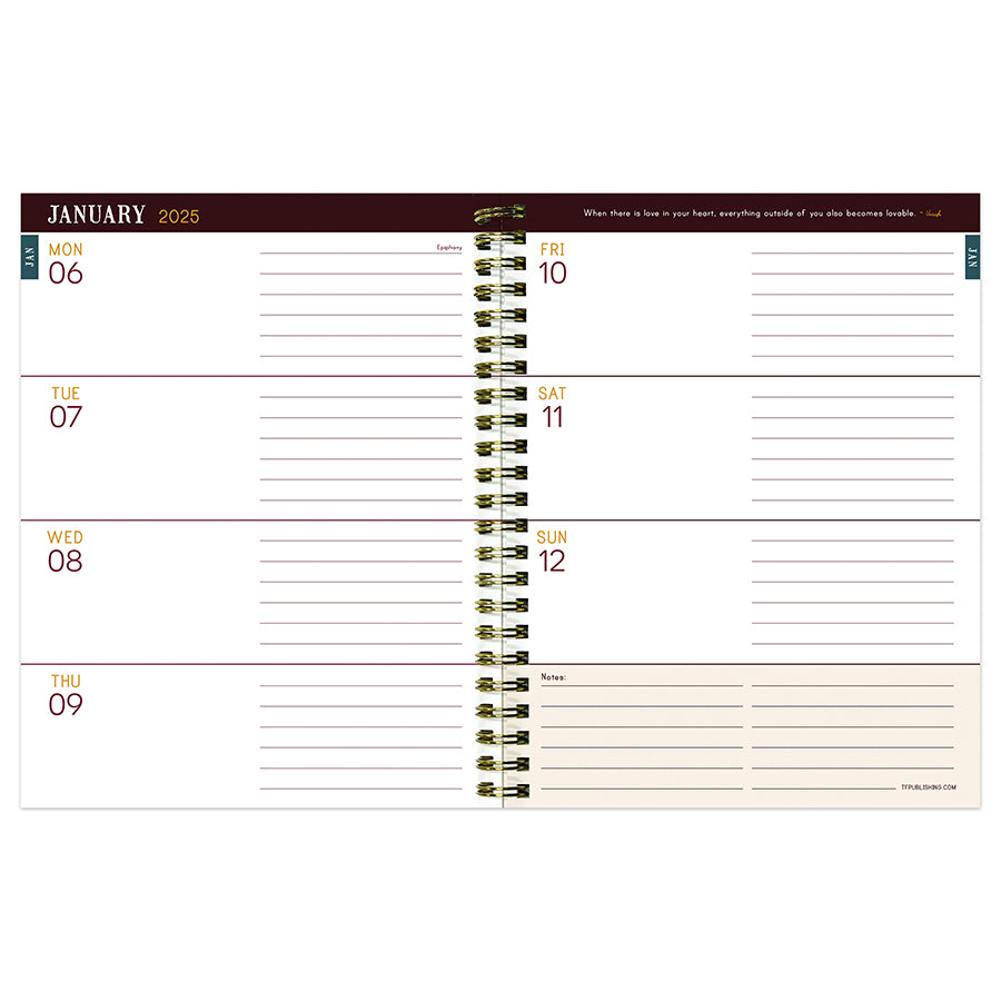 2025 Aged Leather Medium Weekly Monthly Planner