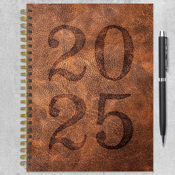 2025 Aged Leather Medium Weekly Monthly Planner TF Publishing