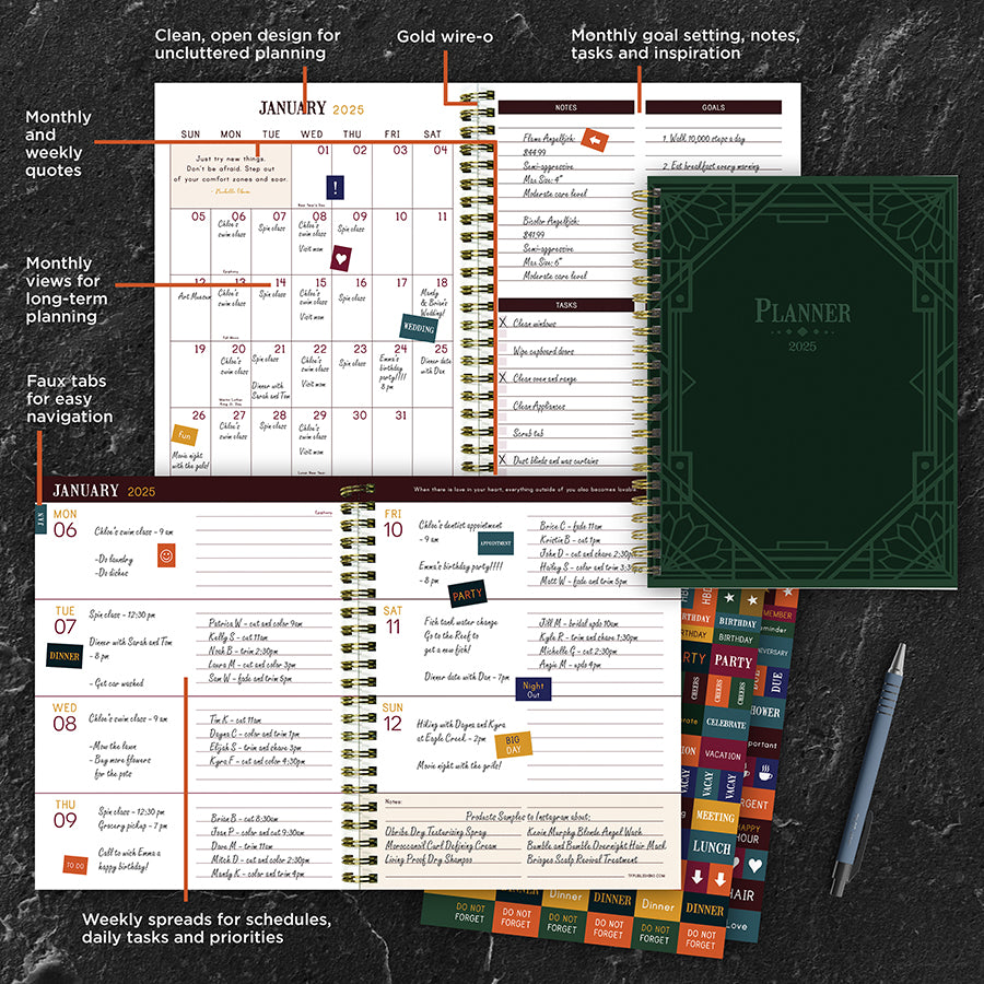 **FINAL SALE**  Emerald Edition Medium Weekly Monthly Planner