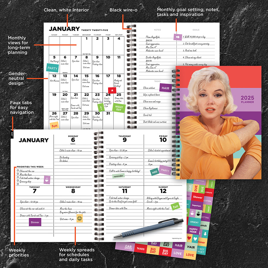 2025 Marilyn Monroe Medium Weekly Monthly Planner