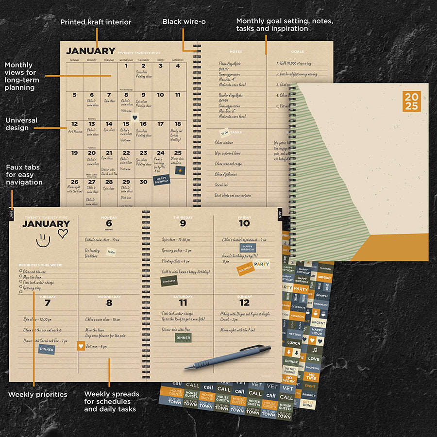 2025 Geometric Large Weekly Monthly Planner - 0