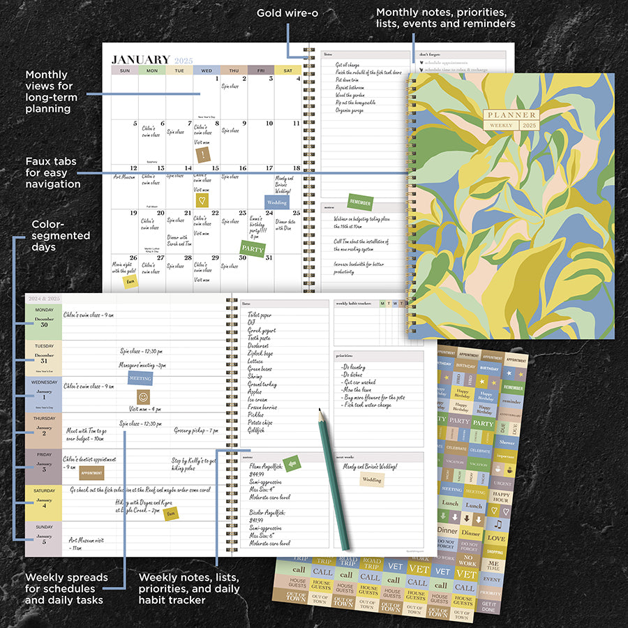 2025 Daphne Print Large Weekly Monthly Planner - 0