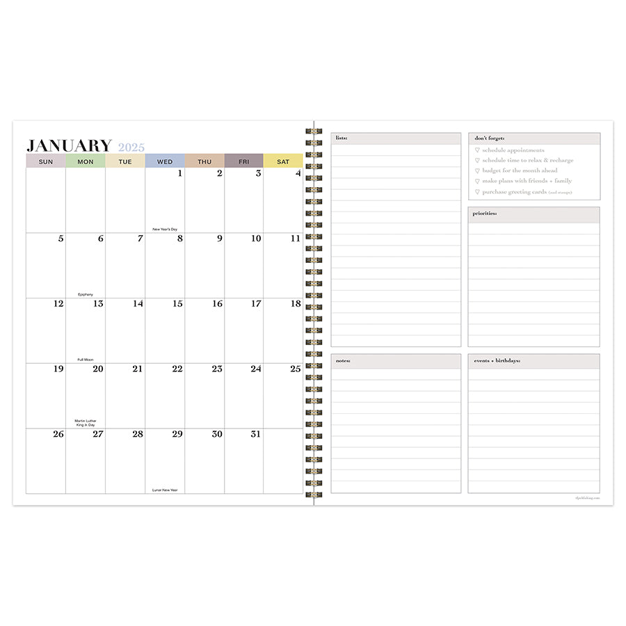 2025 Gardenia Large Weekly Monthly Planner