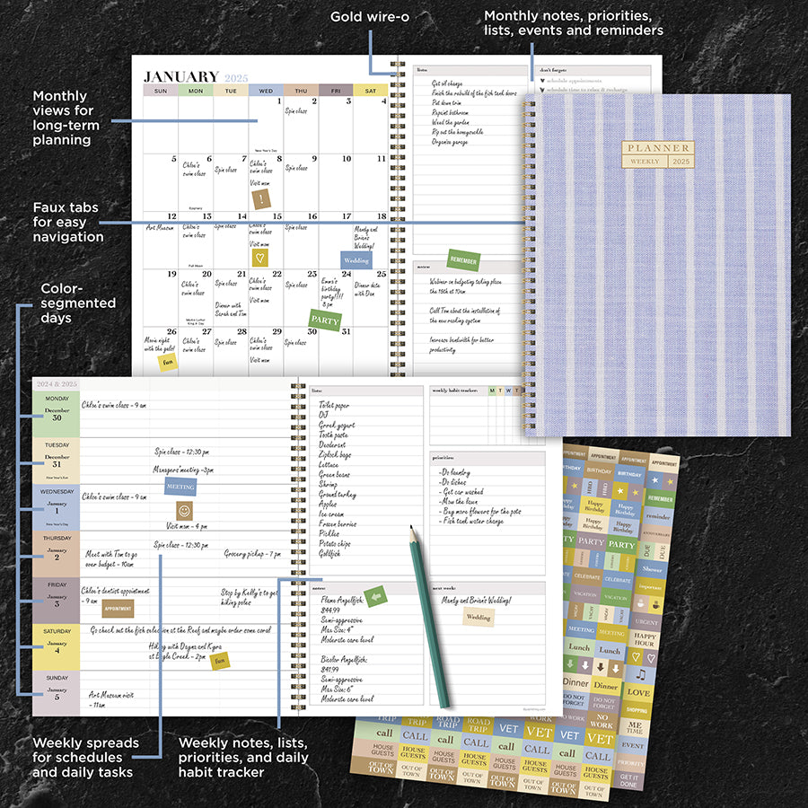 2025 Harper Blue Large Weekly Monthly Planner - 0