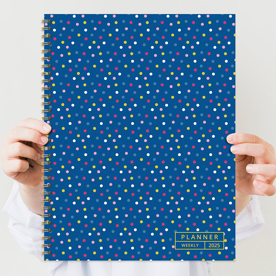 2025 Cobalt Dots Large Weekly Monthly Planner