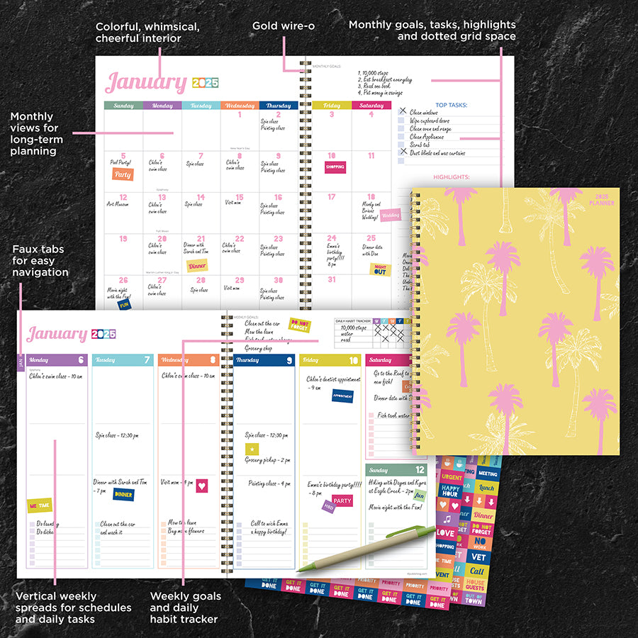 **FINAL SALE**  Palms & Sunshine Large Weekly Monthly Planner - 0