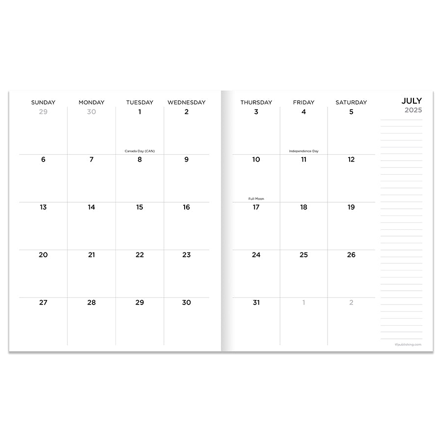 July 2025 - June 2026 Big Bold Medium Monthly Planner